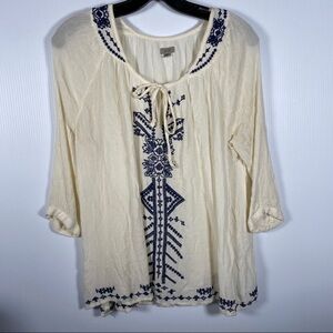 ECOTE for Urban Outfitters Embroidered Top. Black and white with Tie. Size Small